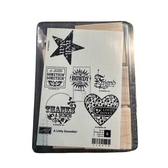Stampin Up! Rubber Stamp Set "A Little Somethin" 6 Pieces Crafting & Scrapbookin - Picture 1 of 2